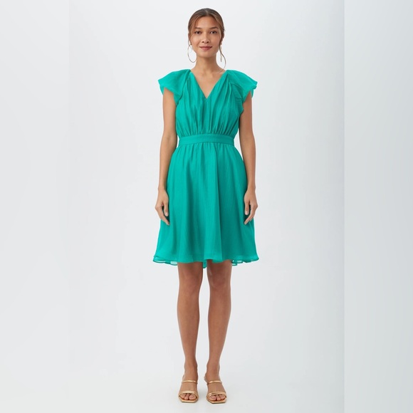 Trina Turk Dresses & Skirts - Trina Turk NWOT Flutter Sleeve Cinch Waist Afilia Dress in Emerald Green, Size 4